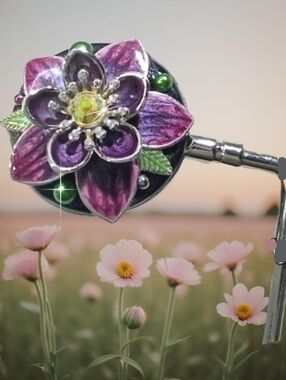 Purse Hook Handbag Holder Crystal Flower Design Choice of Center Stone